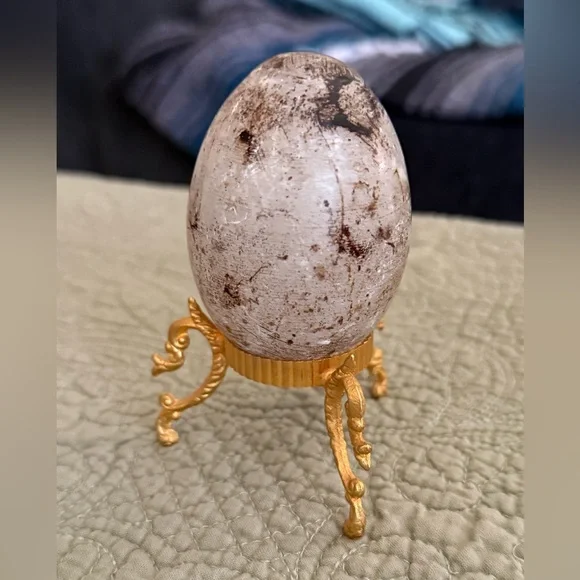 Vintage Italian Marble Artisan RARE Decorative Egg with Stand - Picture 6 of 8